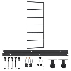 Vidaxl schuifdeur met beslag 76x205 cm aluminium en esg-glas