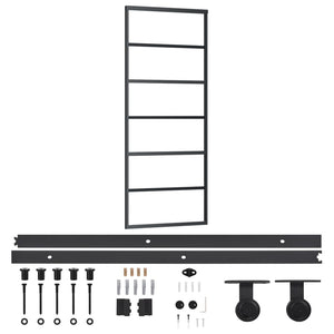 Vidaxl schuifdeur met beslag 76x205 cm aluminium en esg-glas