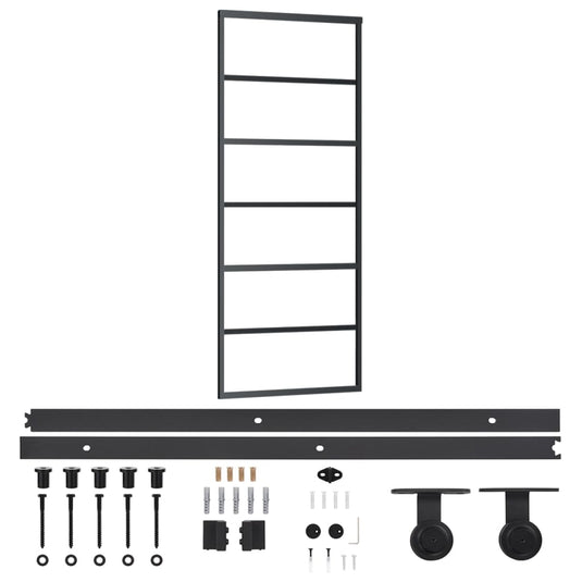 Vidaxl schuifdeur met beslag 76x205 cm aluminium en esg-glas