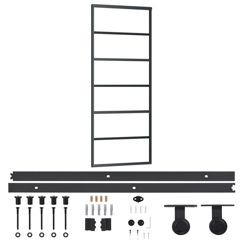 Afbeelding laden in galerijviewer, Vidaxl schuifdeur met beslag 76x205 cm aluminium en esg-glas
