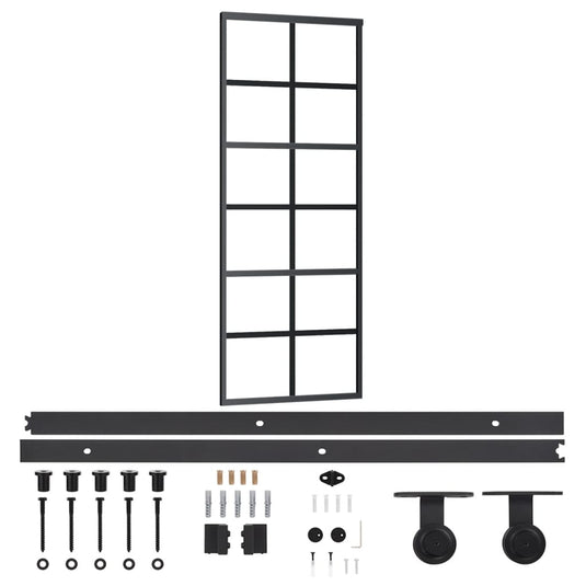 Vidaxl schuifdeur met beslag 76x205 cm aluminium en esg-glas