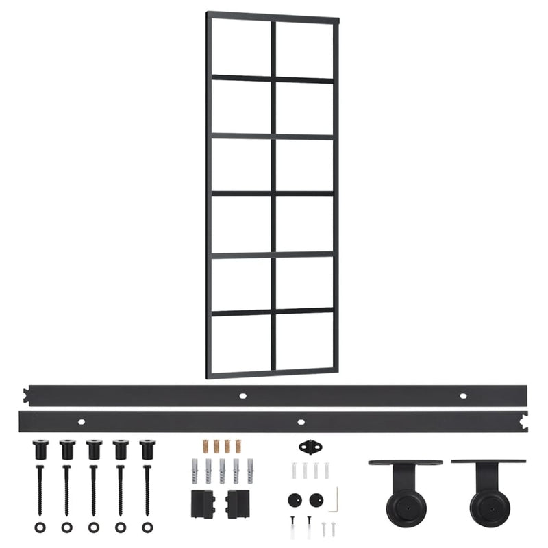 Afbeelding laden in galerijviewer, Vidaxl schuifdeur met beslag 76x205 cm aluminium en esg-glas
