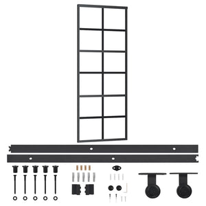 Vidaxl schuifdeur met beslag 76x205 cm aluminium en esg-glas