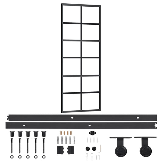 Vidaxl schuifdeur met beslag 76x205 cm aluminium en esg-glas