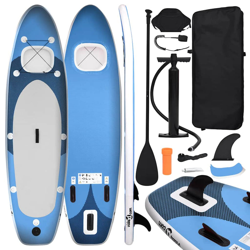 Afbeelding laden in galerijviewer, Vidaxl stand up paddleboardset opblaasbaar 360x81x10 cm zeeblauw
