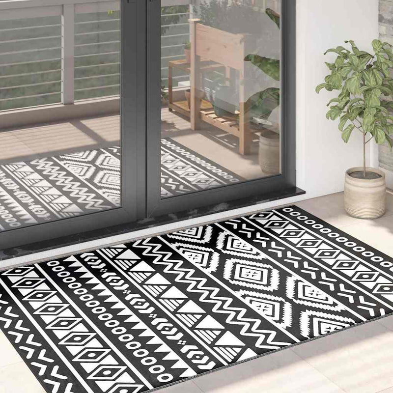 Afbeelding laden in galerijviewer, Vidaxl buitenkleed arakil 120x180 cm polypropeen zwart
