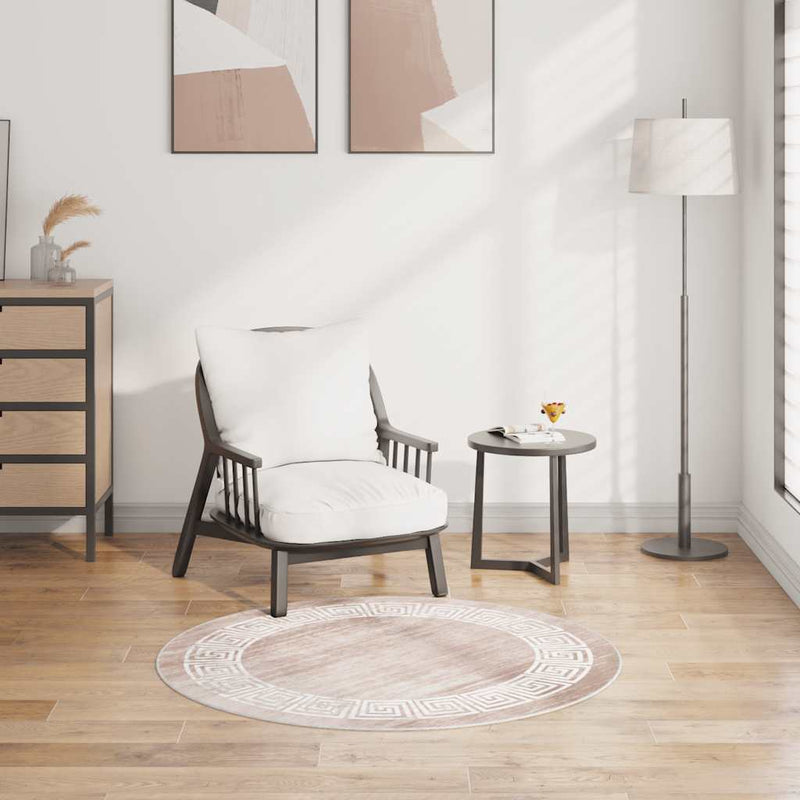 Afbeelding laden in galerijviewer, Vidaxl vloerkleed wasbaar anti-slip 120 cm beige
