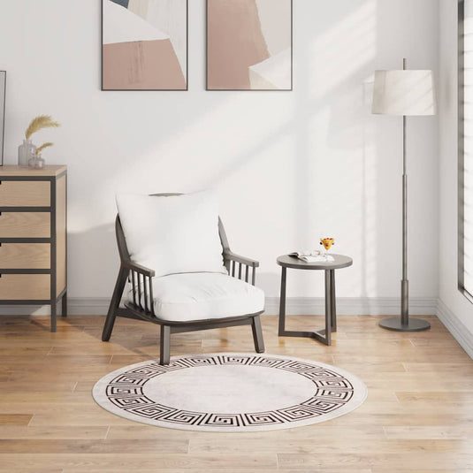 Vidaxl vloerkleed wasbaar ø120 cm lichtbeige