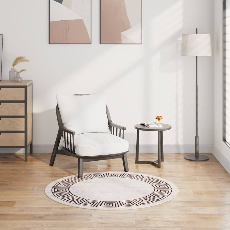 Afbeelding laden in galerijviewer, Vidaxl vloerkleed wasbaar ø120 cm lichtbeige
