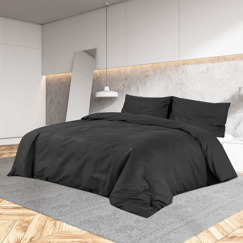 Afbeelding laden in galerijviewer, Vidaxl dekbedovertrekset 135x200 cm katoen zwart
