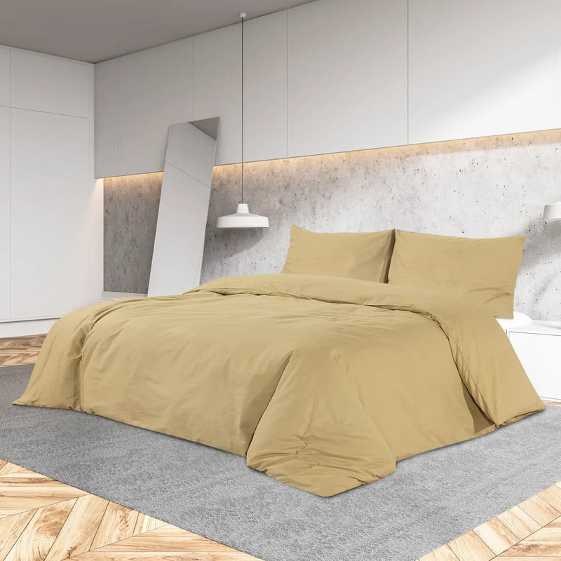 Afbeelding laden in galerijviewer, Vidaxl dekbedovertrekset 135x200 cm katoen taupe
