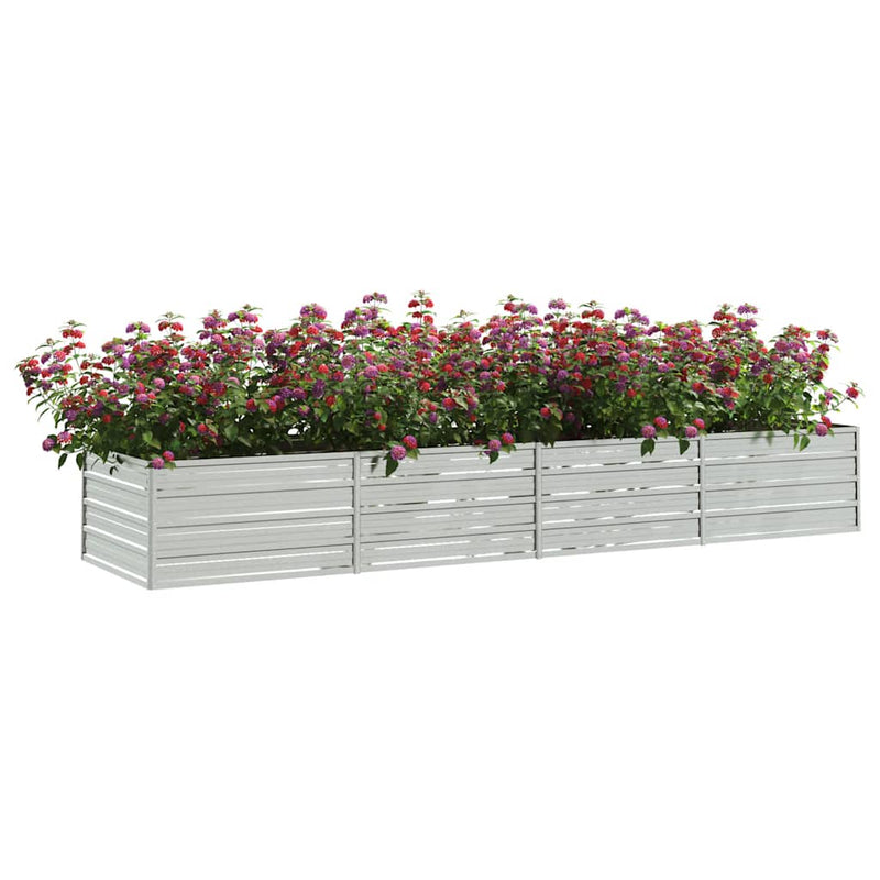 Afbeelding laden in galerijviewer, Vidaxl plantenbak verhoogd 320x80x45 cm gegalvaniseerd staal zilver
