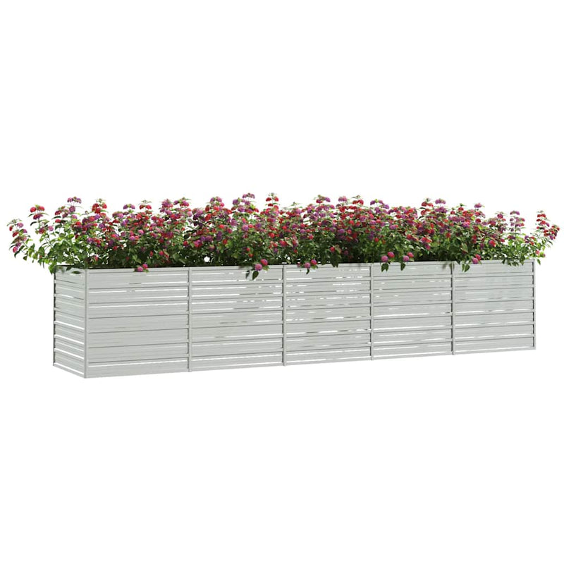 Afbeelding laden in galerijviewer, Vidaxl plantenbak verhoogd 400x80x45 cm gegalvaniseerd staal zilver
