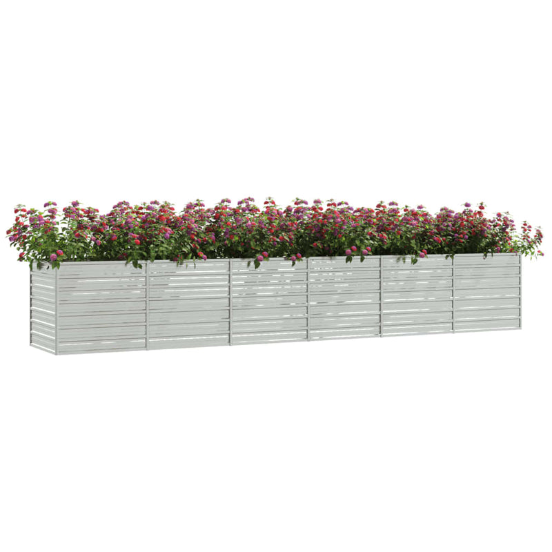 Afbeelding laden in galerijviewer, Vidaxl plantenbak verhoogd 480x80x77 cm gegalvaniseerd staal zilver
