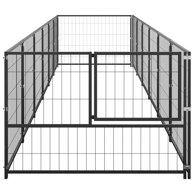 Afbeelding laden in galerijviewer, VidaXL Hondenkennel 6 m² staal zwart

