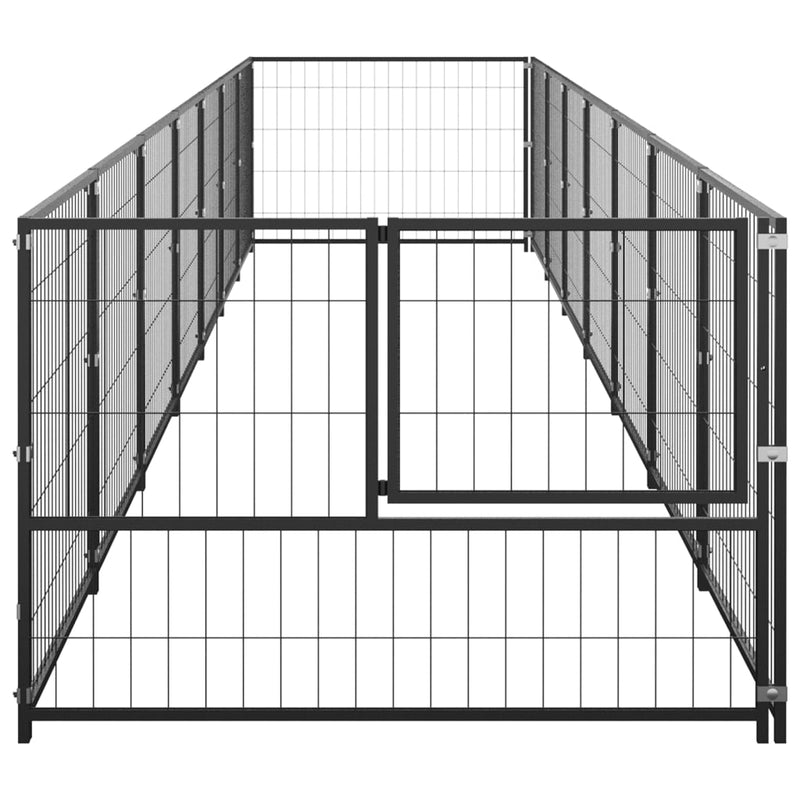 Afbeelding laden in galerijviewer, VidaXL Hondenkennel 7 m² staal zwart
