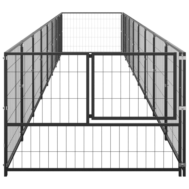 Afbeelding laden in galerijviewer, VidaXL Hondenkennel 8 m² staal zwart

