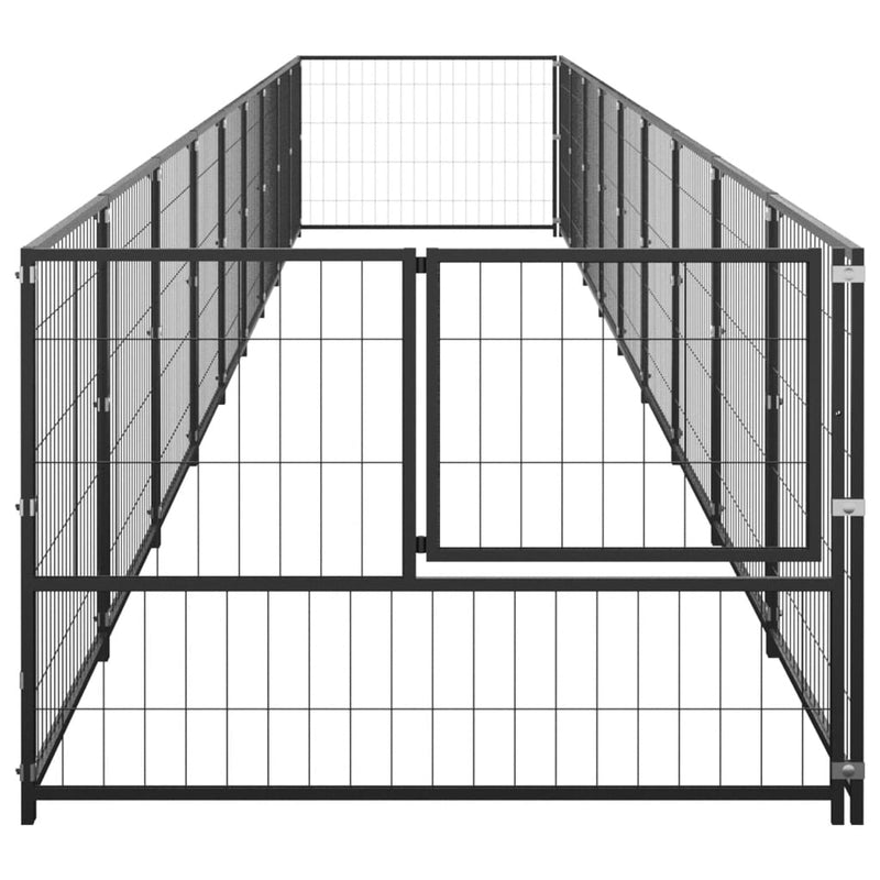 Afbeelding laden in galerijviewer, VidaXL Hondenkennel 9 m² staal zwart
