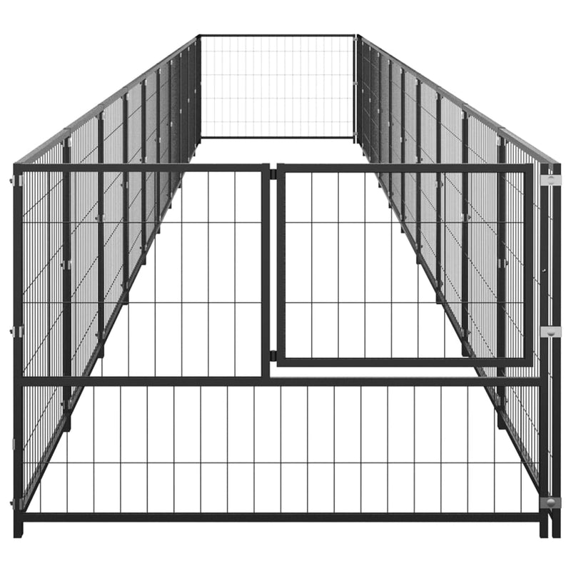 Afbeelding laden in galerijviewer, VidaXL Hondenkennel 10 m² staal zwart
