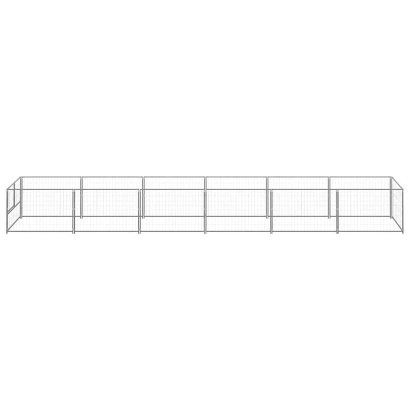 Afbeelding laden in galerijviewer, VidaXL Hondenkennel 6 m² staal zilverkleurig
