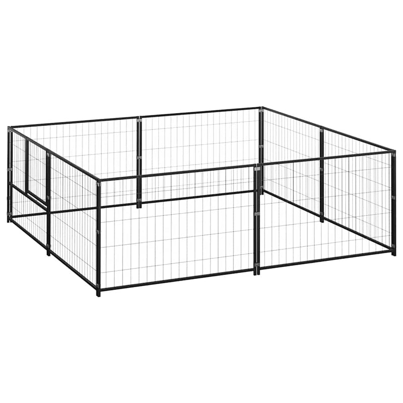 Afbeelding laden in galerijviewer, Vidaxl hondenkennel 4 m² staal zwart
