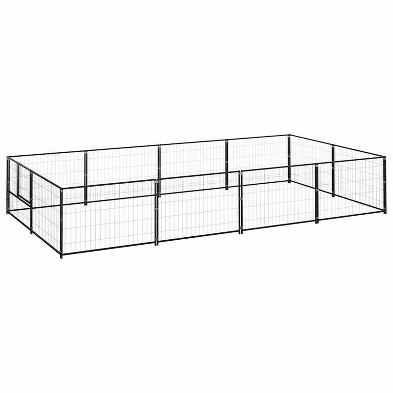 Afbeelding laden in galerijviewer, Vidaxl hondenkennel 8 m² staal zwart
