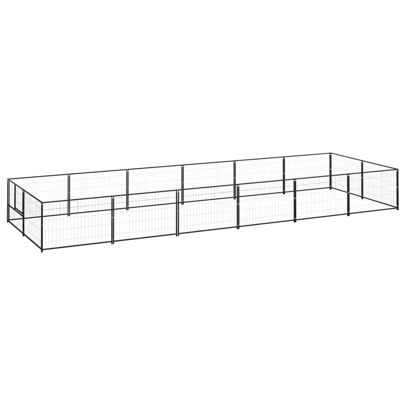 Afbeelding laden in galerijviewer, VidaXL Hondenkennel 12 m² staal zwart
