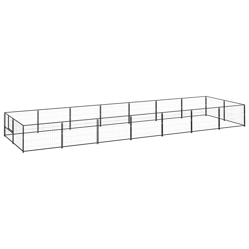Afbeelding laden in galerijviewer, VidaXL Hondenkennel 14 m² staal zwart
