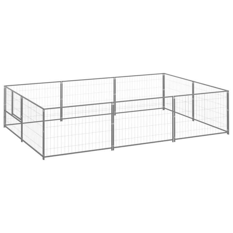 Afbeelding laden in galerijviewer, VidaXL Hondenkennel 6 m² staal zilverkleurig
