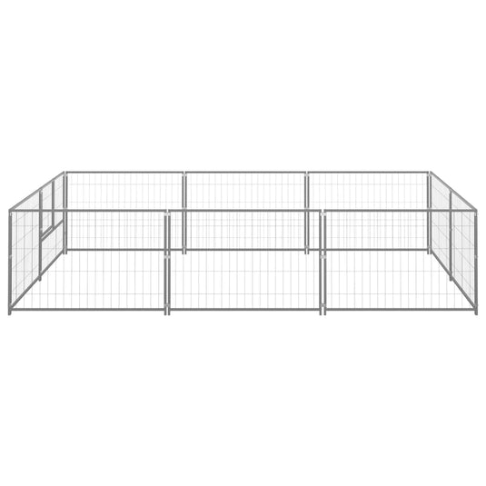 VidaXL Hondenkennel 6 m² staal zilverkleurig