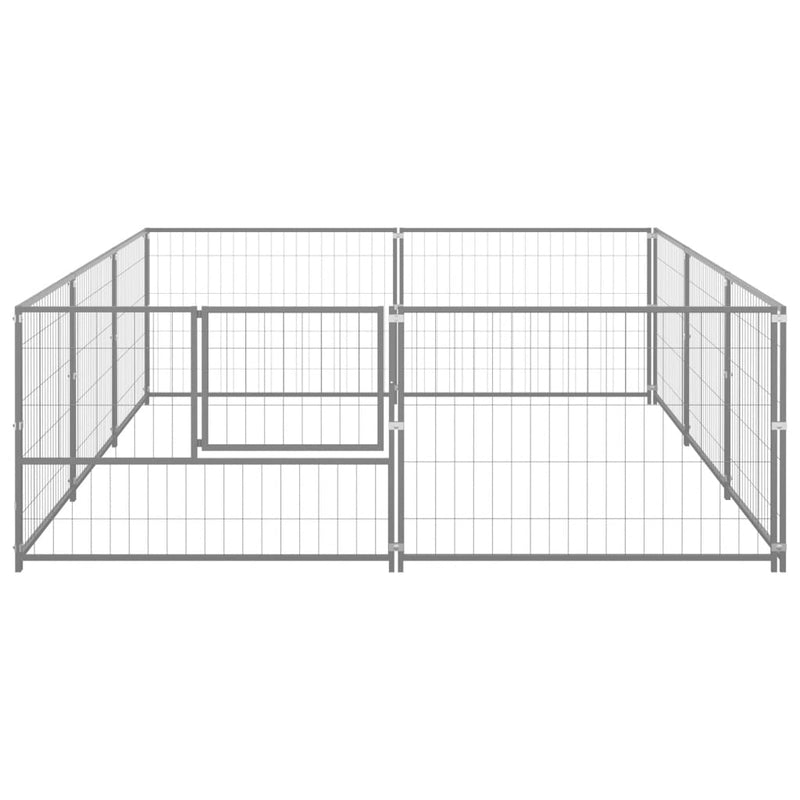 Afbeelding laden in galerijviewer, VidaXL Hondenkennel 6 m² staal zilverkleurig
