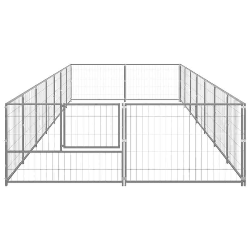 Afbeelding laden in galerijviewer, VidaXL Hondenkennel 14 m² staal zilverkleurig
