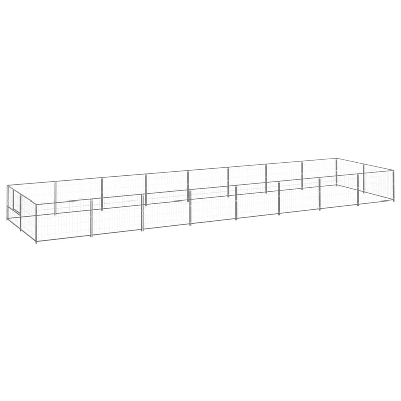 Afbeelding laden in galerijviewer, VidaXL Hondenkennel 16 m² staal zilverkleurig
