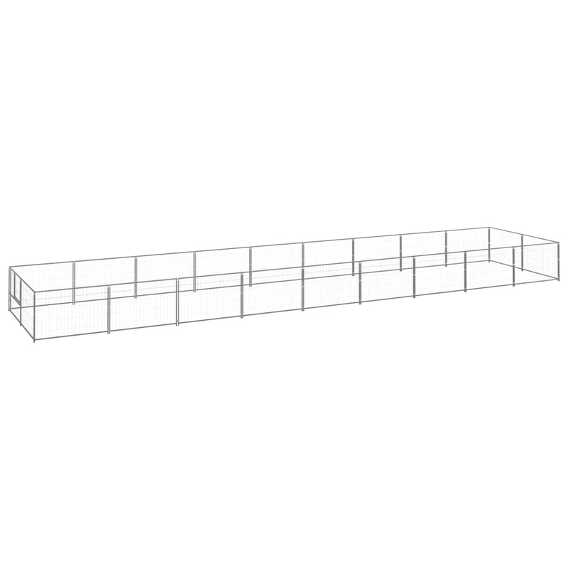 Afbeelding laden in galerijviewer, VidaXL Hondenkennel 18 m² staal zilverkleurig
