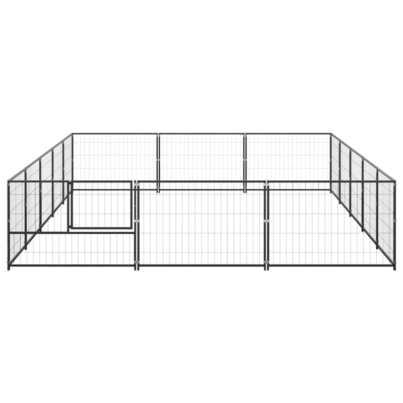 Afbeelding laden in galerijviewer, VidaXL Hondenkennel 15 m² staal zwart
