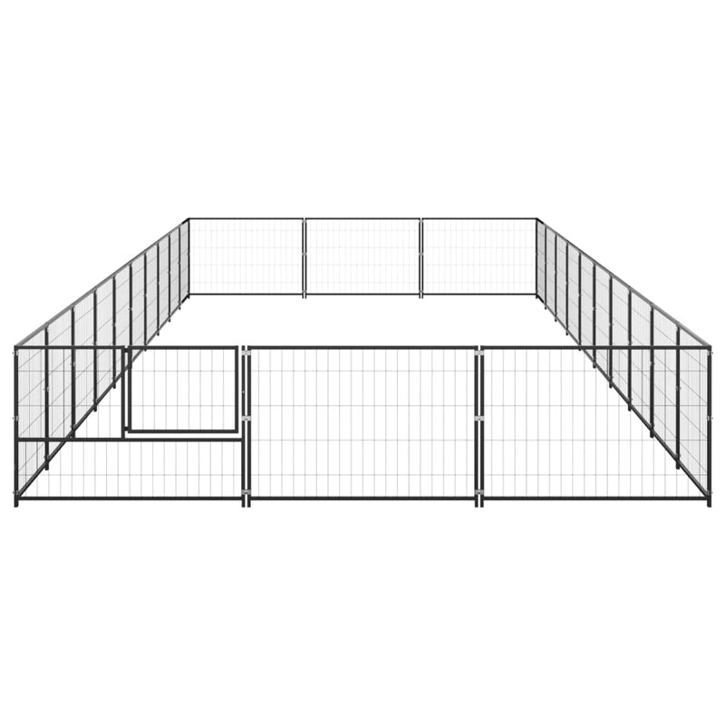 Afbeelding laden in galerijviewer, VidaXL Hondenkennel 30 m² staal zwart
