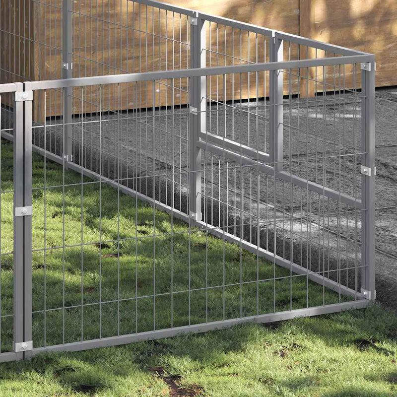 Afbeelding laden in galerijviewer, Vidaxl hondenkennel 9 m² staal zilverkleurig
