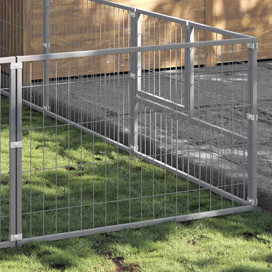 Vidaxl hondenkennel 9 m² staal zilverkleurig