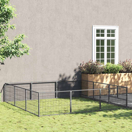Vidaxl hondenkennel 9 m² staal zilverkleurig