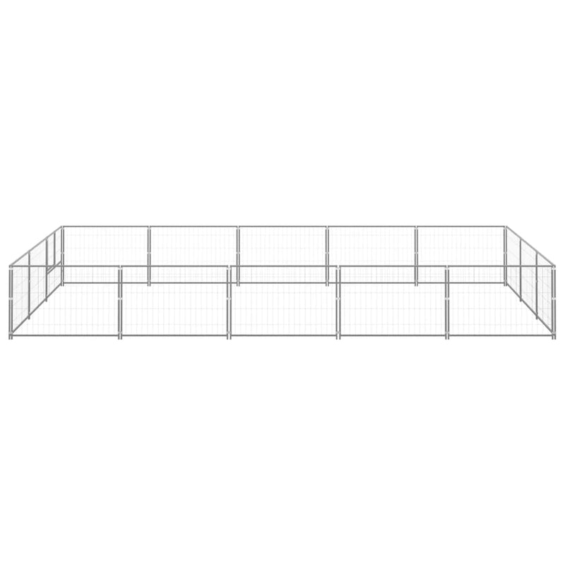 Afbeelding laden in galerijviewer, VidaXL Hondenkennel 15 m² staal zilverkleurig
