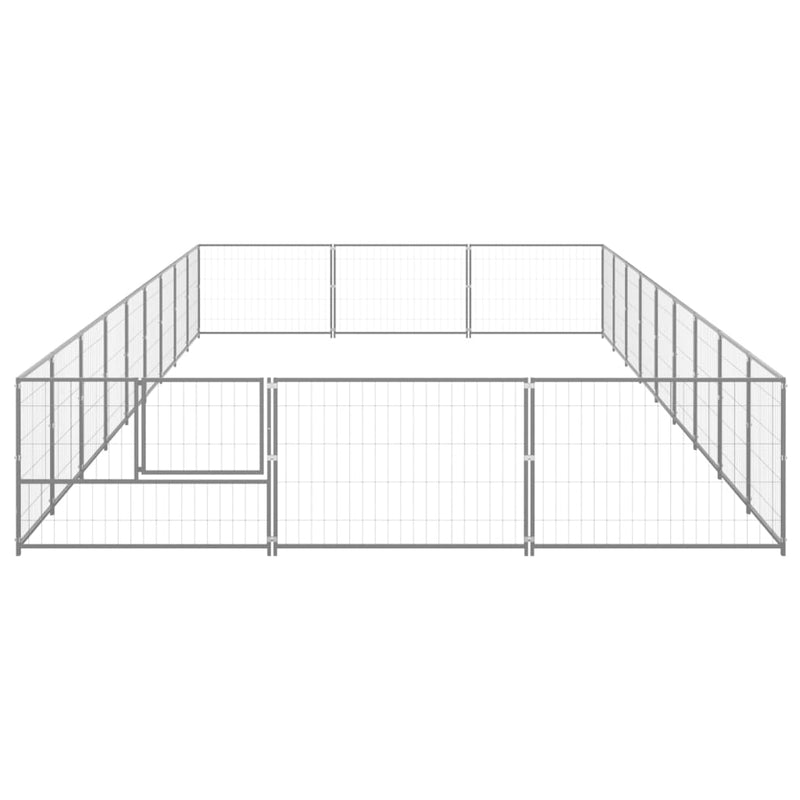 Afbeelding laden in galerijviewer, VidaXL Hondenkennel 27 m² staal zilverkleurig
