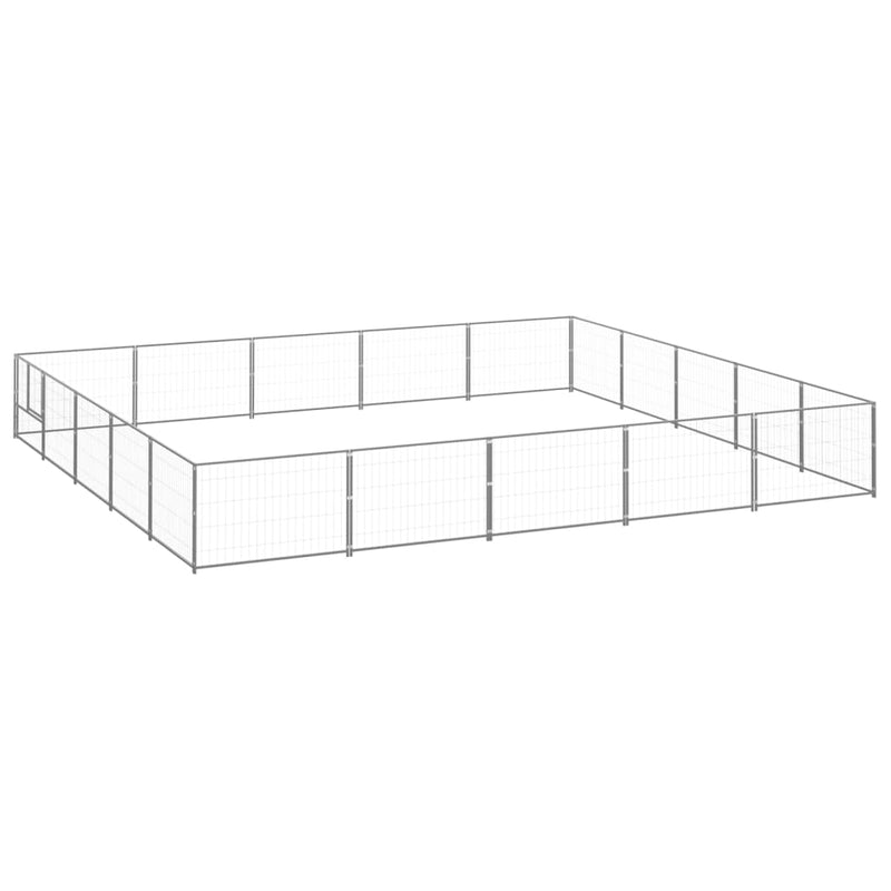 Afbeelding laden in galerijviewer, VidaXL Hondenkennel 25 m² staal zilverkleurig
