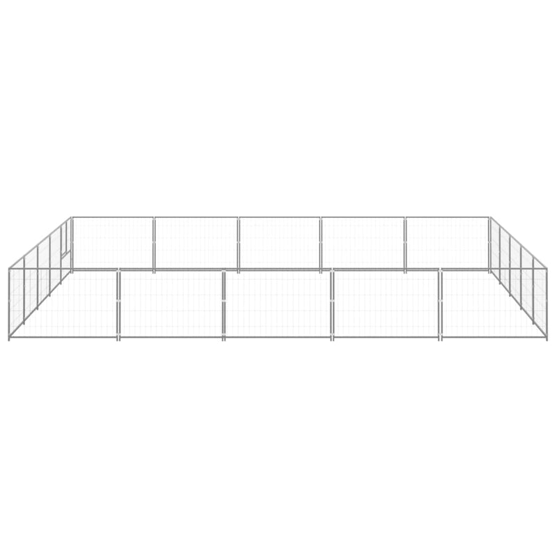 Afbeelding laden in galerijviewer, VidaXL Hondenkennel 25 m² staal zilverkleurig
