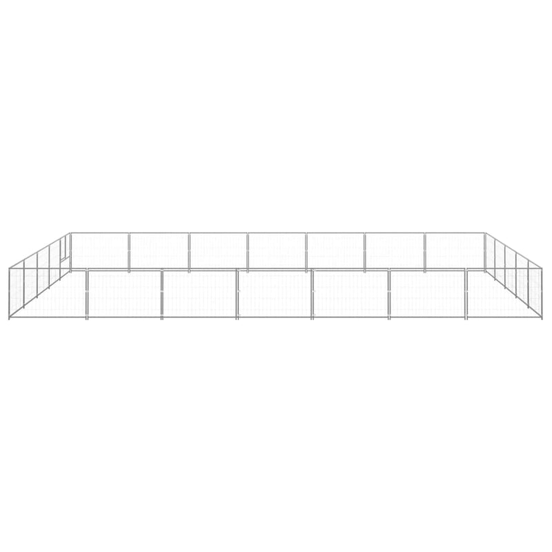 Afbeelding laden in galerijviewer, VidaXL Hondenkennel 35 m² staal zilverkleurig
