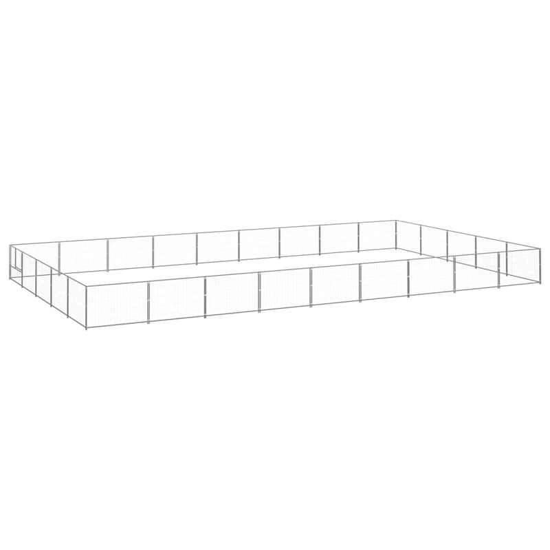 Afbeelding laden in galerijviewer, VidaXL Hondenkennel 45 m² staal zilverkleurig
