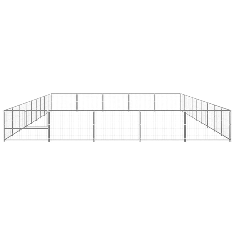 Afbeelding laden in galerijviewer, VidaXL Hondenkennel 45 m² staal zilverkleurig
