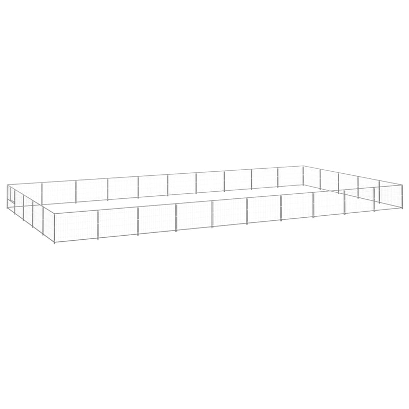 Afbeelding laden in galerijviewer, VidaXL Hondenkennel 50 m² staal zilverkleurig

