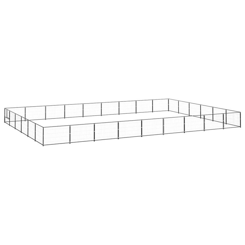 Afbeelding laden in galerijviewer, VidaXL Hondenkennel 54 m² staal zwart
