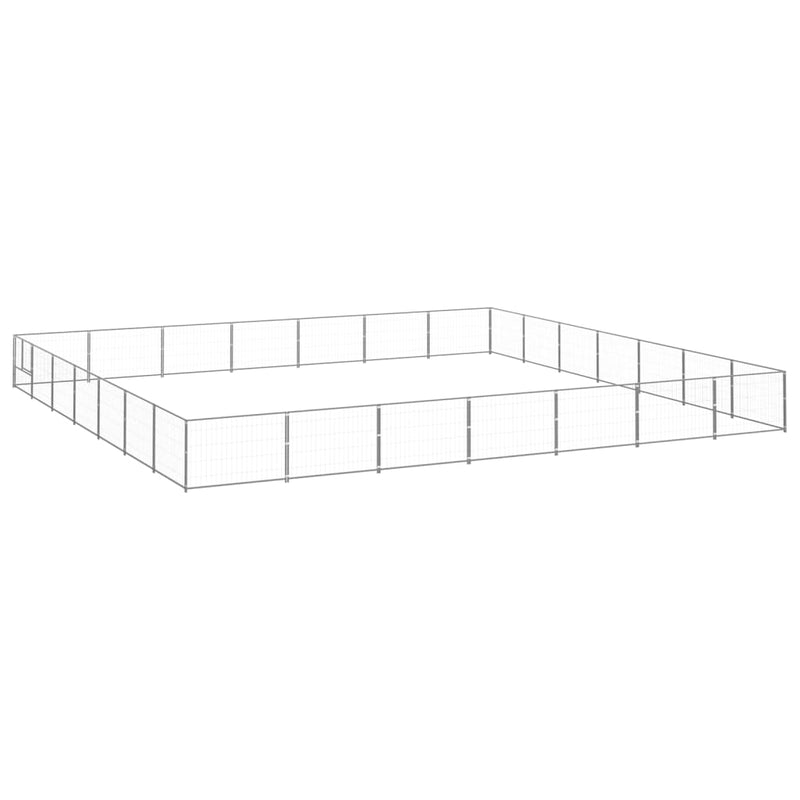 Afbeelding laden in galerijviewer, VidaXL Hondenkennel 49 m² staal zilverkleurig
