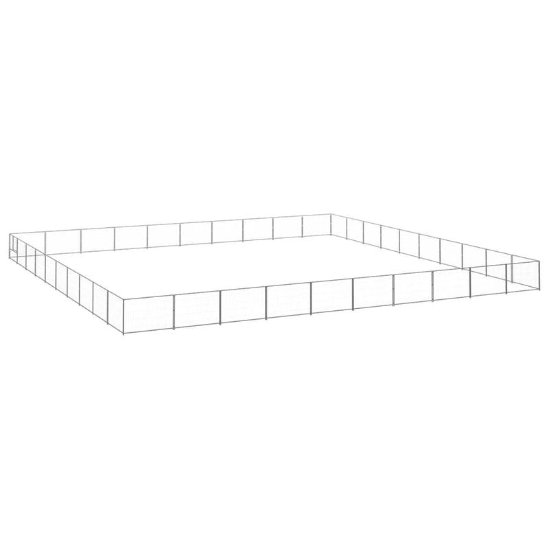 Afbeelding laden in galerijviewer, VidaXL Hondenkennel 100 m² staal zilverkleurig
